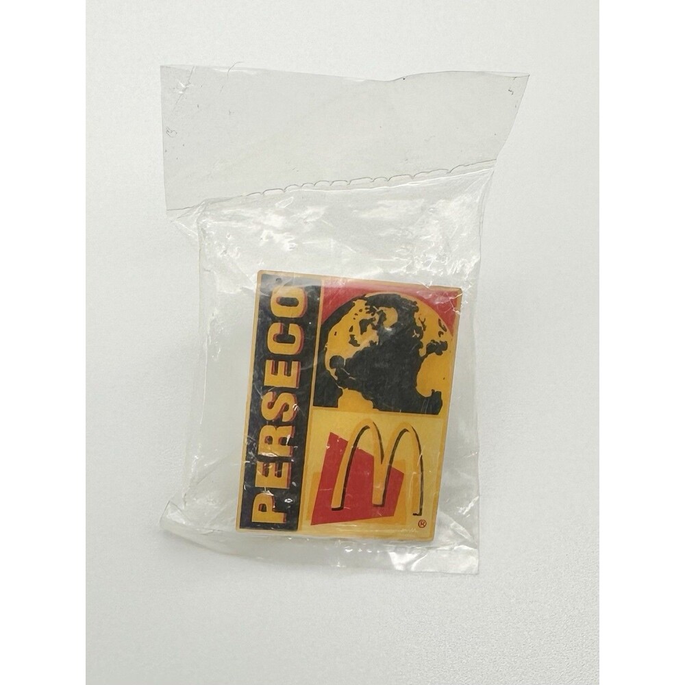 Vintage McDonald's PERSECO 1990s Global Packaging Lapel Pin Gold Enamel